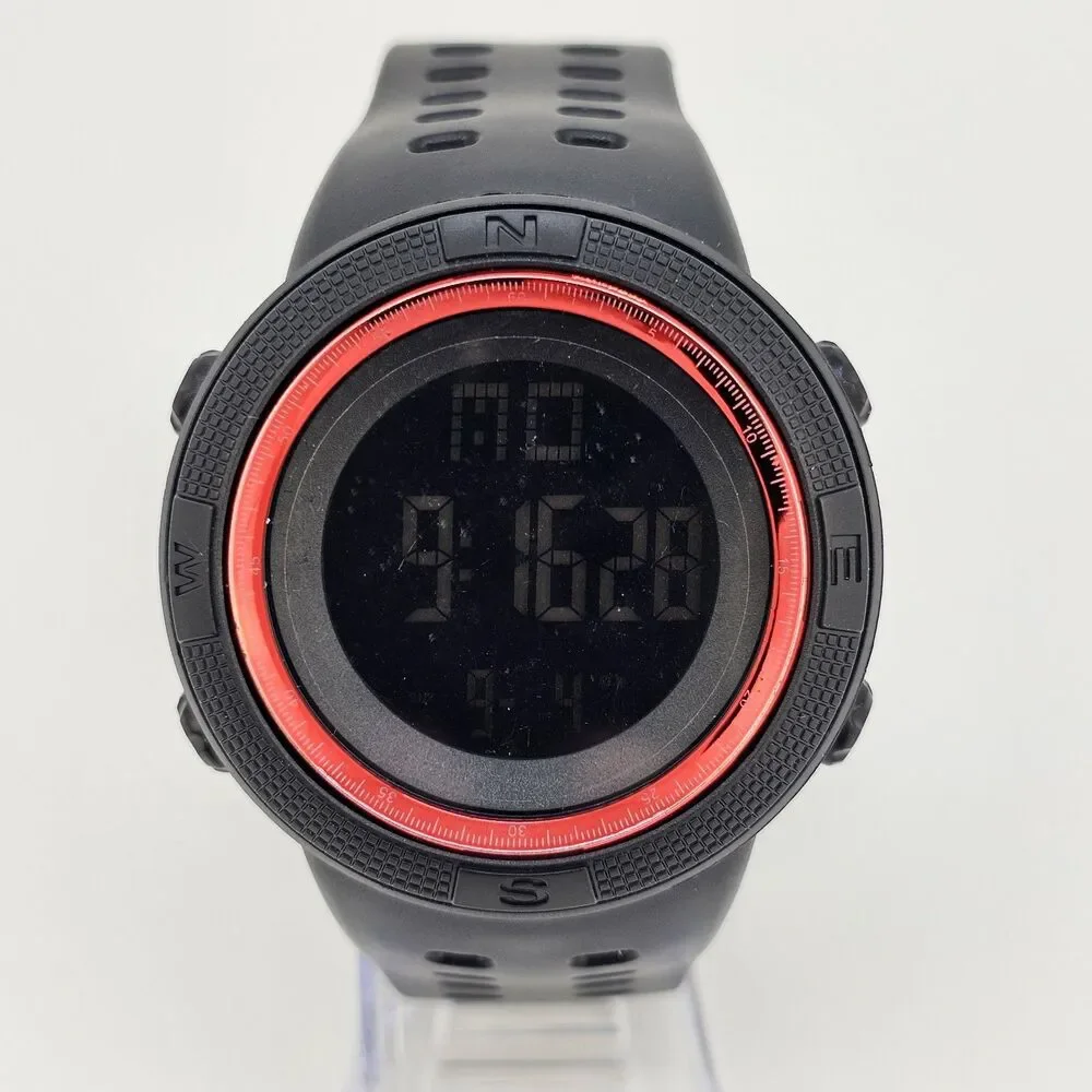 Men's Negative Display Digital Sports Watch 50MM Black Case‎ Plastic Bands